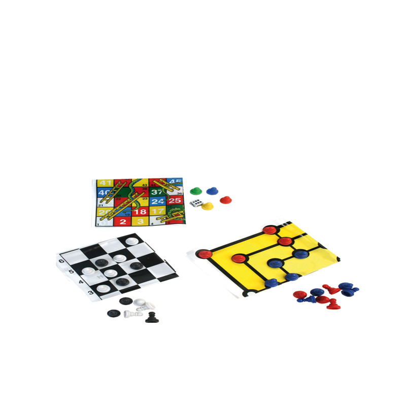 Jeu de société avec pions et tapis, modèles assortis