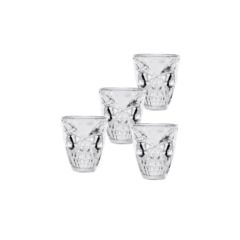 Set 4 Verres À Shot En Plastique Tête De Mort 50 Ml