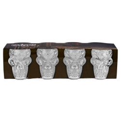 Set 4 Verres À Shot En Plastique Tête De Mort 50 Ml