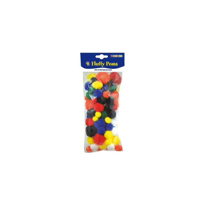 100 pompons assortis