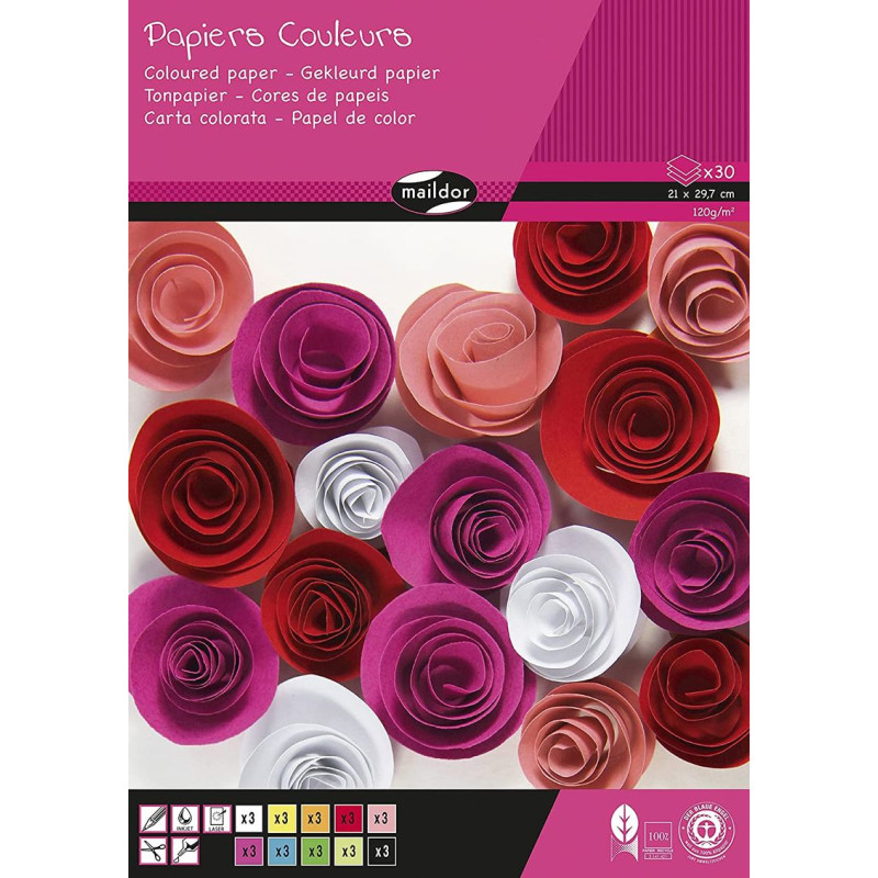 30 feuilles de papier couleur