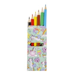 6 crayons de couleurs licorne
