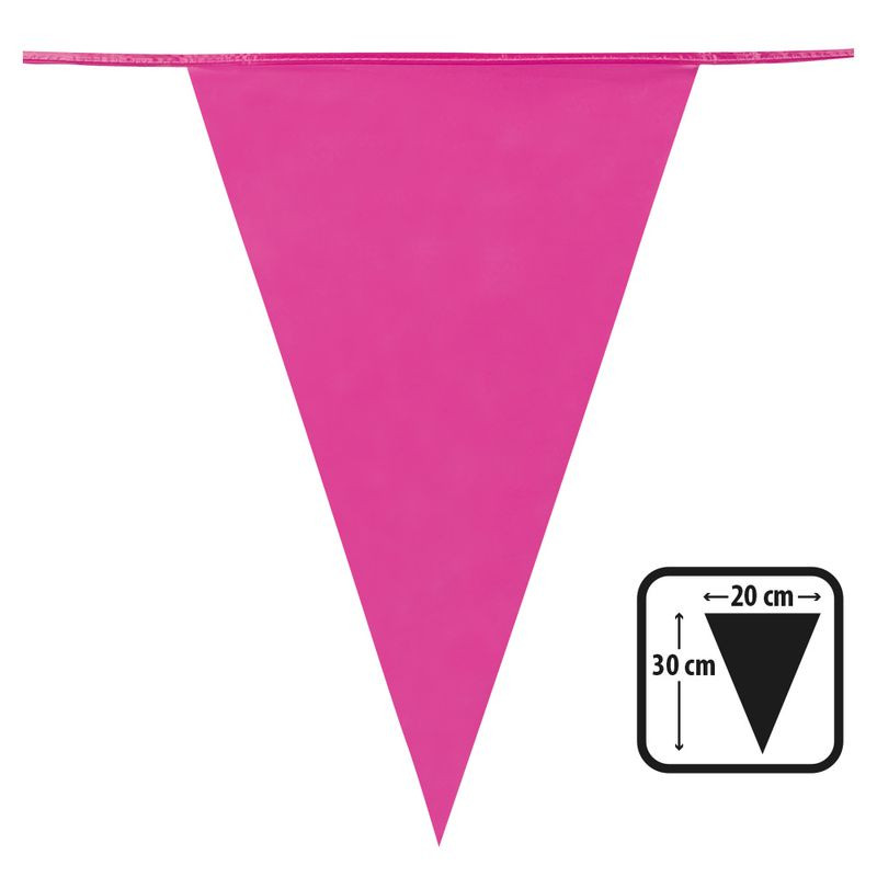 Happium Guirlande De Fanions 10 Mètres - 20 Drapeaux 30x20 Cm - Rose Vif - Pour Fête Intérieur/Extérieur