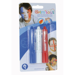 3 crayons maquillage bleu-blanc-rouge