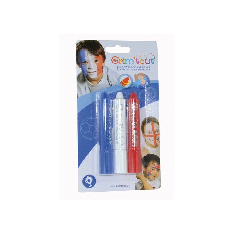 3 crayons maquillage bleu-blanc-rouge