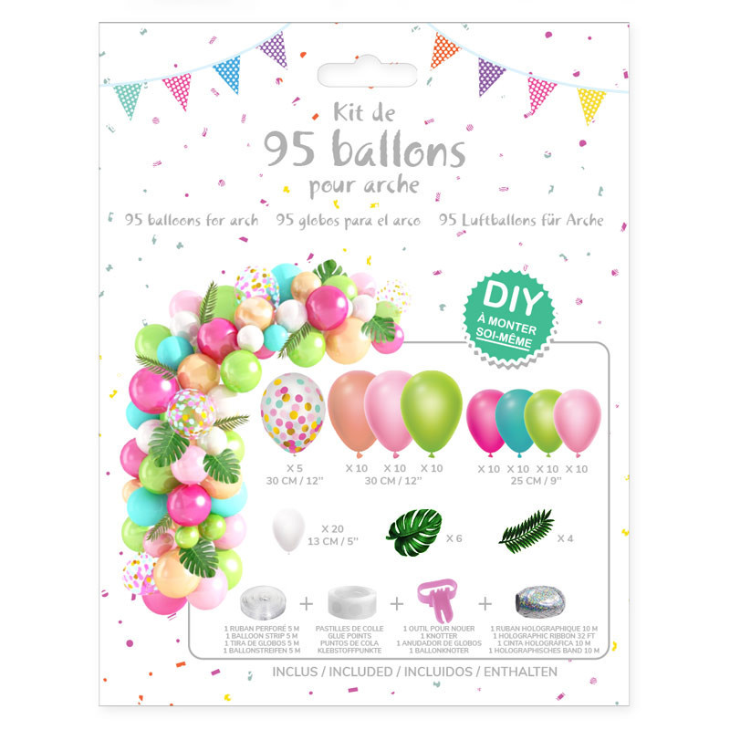 Arche kit 95 ballons EXOTIQUE avec accessoires