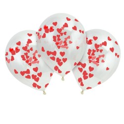3 Ballons confettis Coeur ROUGE