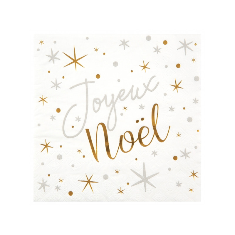 20 Serviettes Joyeux Noël Étoilé