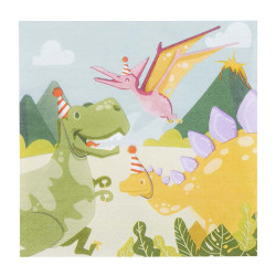 20 Serviettes en papier Dino Party