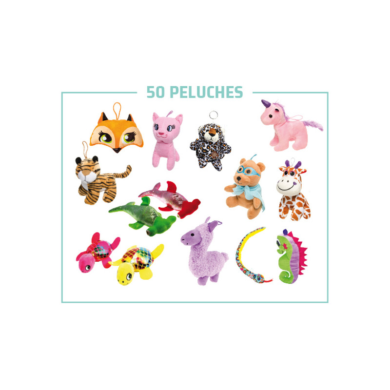 50 peluches assorties