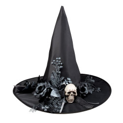 Chapeau Sorcière Skulla noir adultes