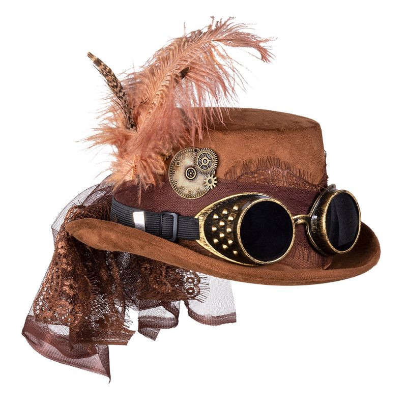 Chapeau Specspunk de luxe avec lunettes de party