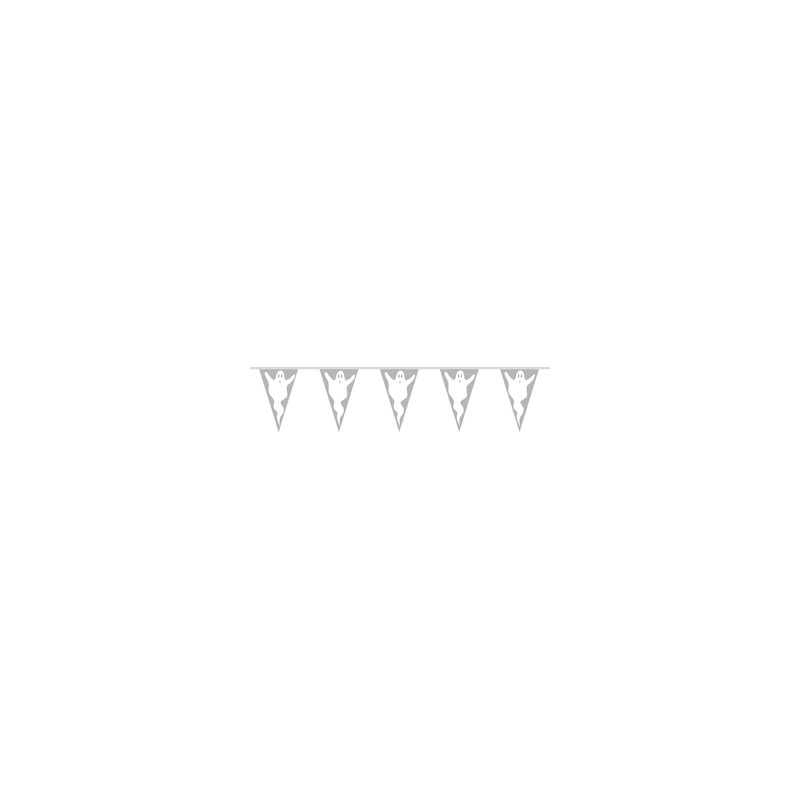 Guirlande papier 6m pavillons fantomes blancs, 20x30cm