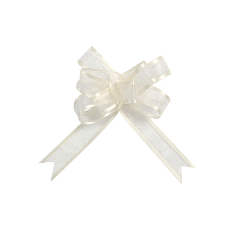 Sachet 5 mini noeud organdi 1.6cm ivoire