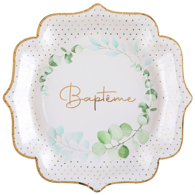Assiettes végétal baptême