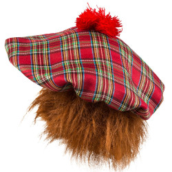 Béret tartan rouge avec...