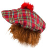 Béret tartan rouge avec cheveux