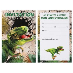 6 cartes d'invitation Dinosaures 