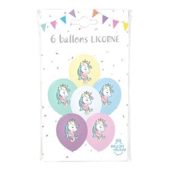 6 ballons imprimés Licorne