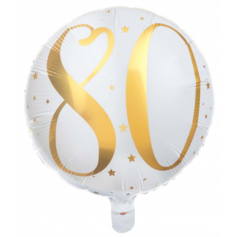 Ballon Alu ages blanc et or 80 ans