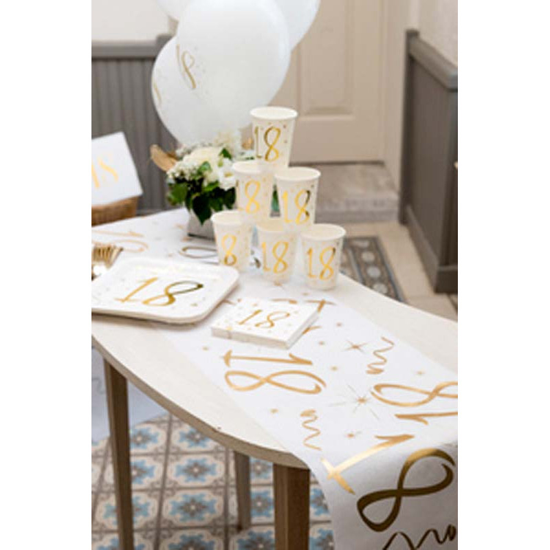 NAPPERON CHEMIN DE TABLE BRODE MAIN RICHELIEU OVALE BLANC 37x70
