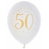 8 Ballons blanc et or 50 ans