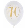 8 Ballons blanc et or 70 ans