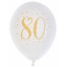 8 Ballons des âges métal or 80 ans