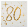 20 Serviettes blanc et or 80 ans