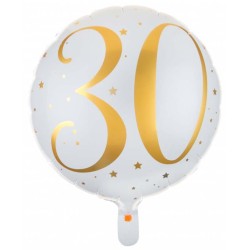 Ballon Alu blanc et or 30 ans