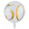 Ballon Alu blanc et or 50 ans