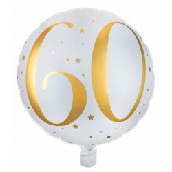 Ballon Alu blanc et or 60 ans