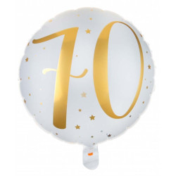 Ballon Alu blanc et or 70 ans