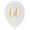 8 Ballons blanc et or 60 ans