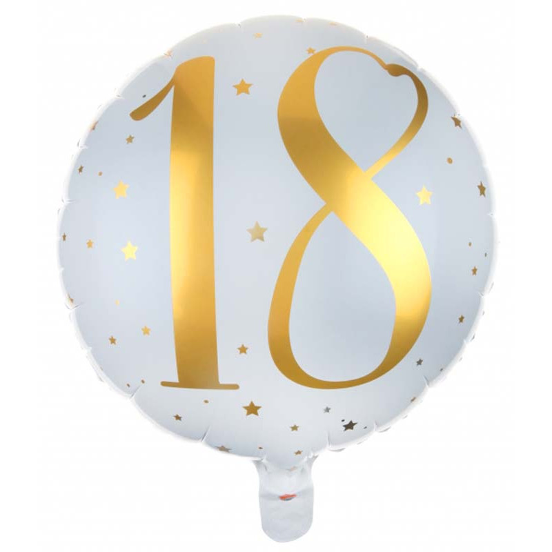 Ballon Alu blanc et or 18 ans