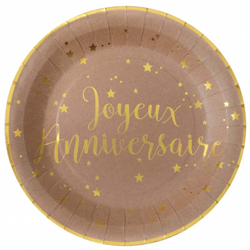 10 Assiettes Joyeux Anniversaire kraft