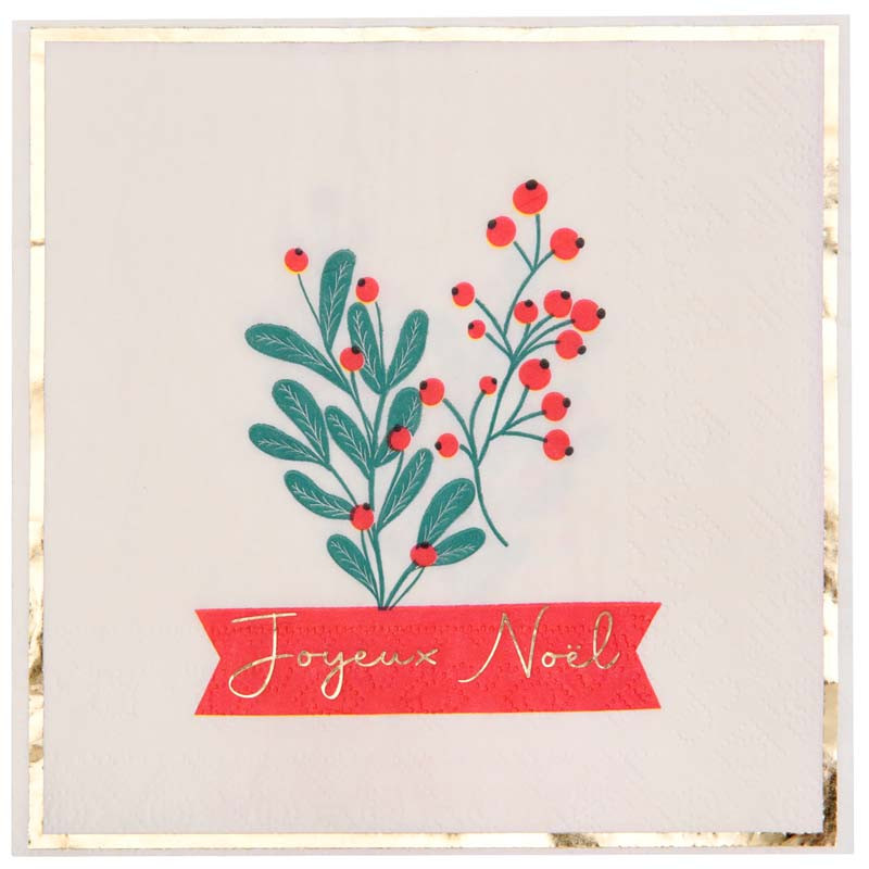 Serviettes Houx de Noël