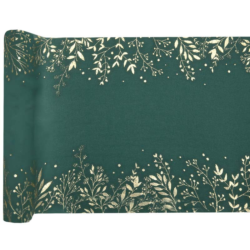 Chemin de table feuilles vert sapin