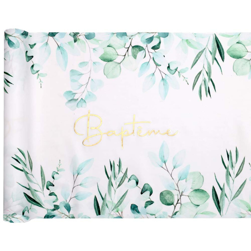 Chemin de table végétal baptême