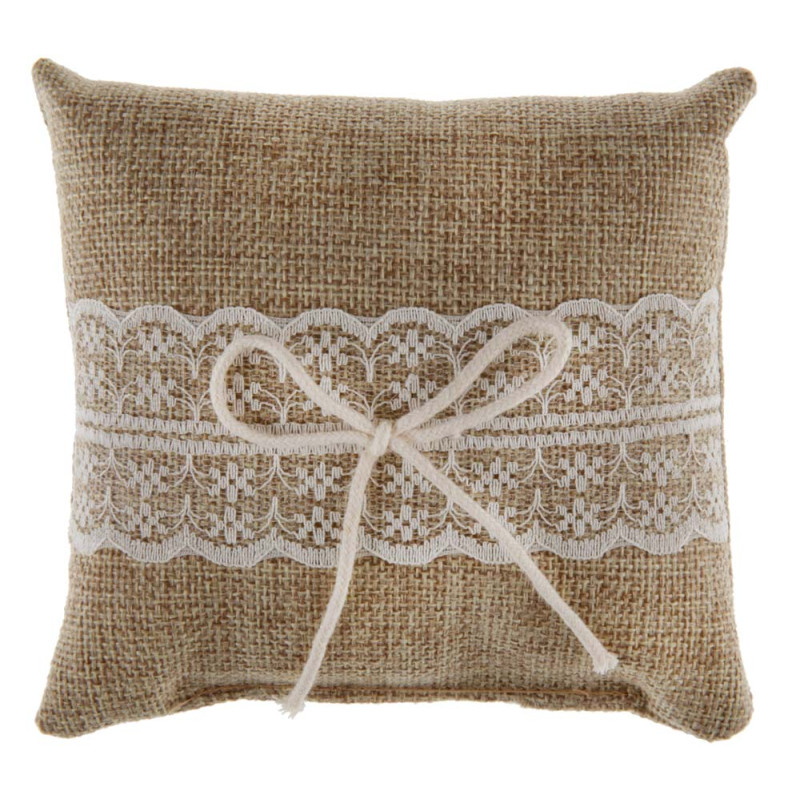 Coussin naturel dentelle