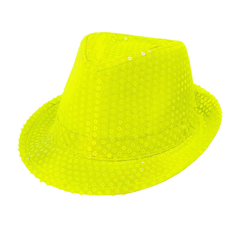 Borsalino pailleté jaune fluo