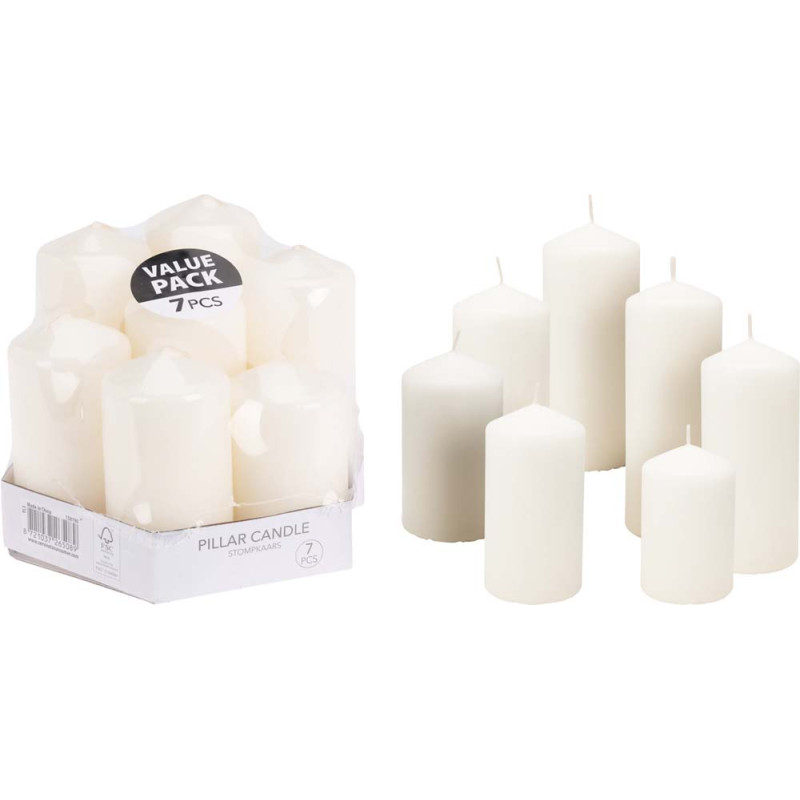 Set 7 bougies blanches