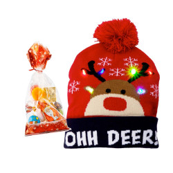 Bonnet tricot Noël lumineux