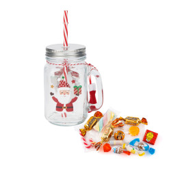 Mug verre + paille Noël