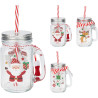 Mug verre + paille Noël