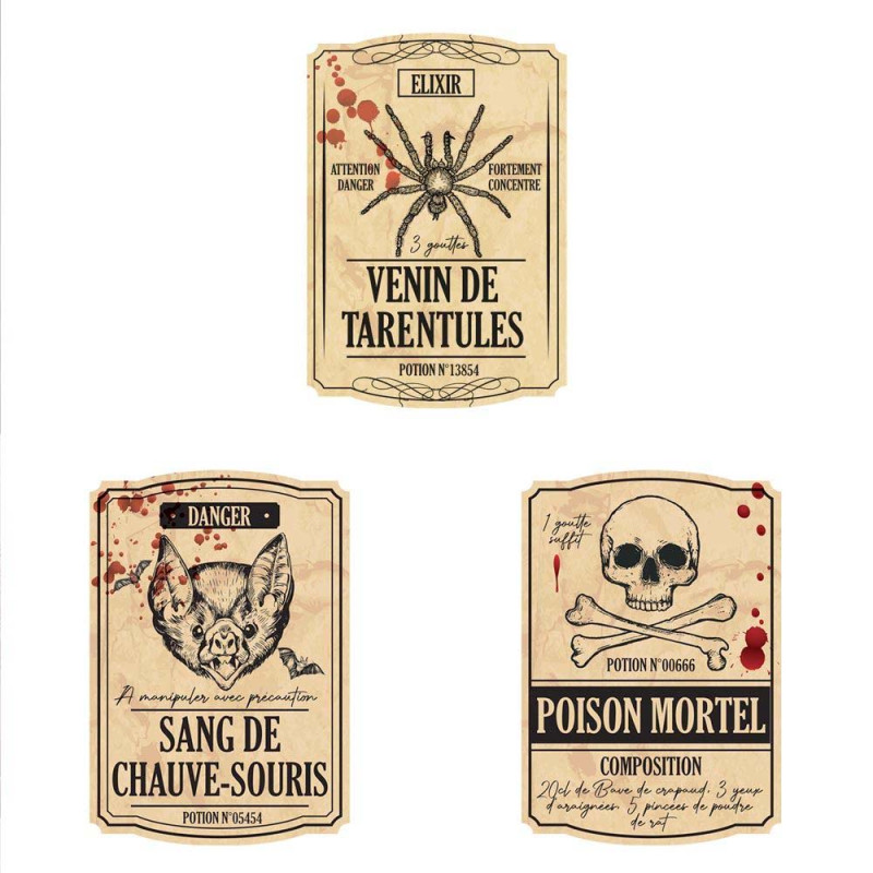 6 étiquettes Bouteille Halloween
