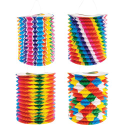 12 Lampions Colorés En Papier De 16 Cm
