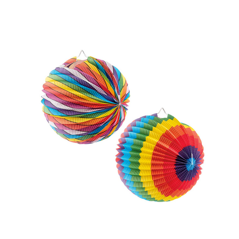 12 Lampions boule bariolés