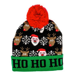 Bonnet tricot Noël lumineux