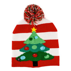 Bonnet tricot Noël lumineux